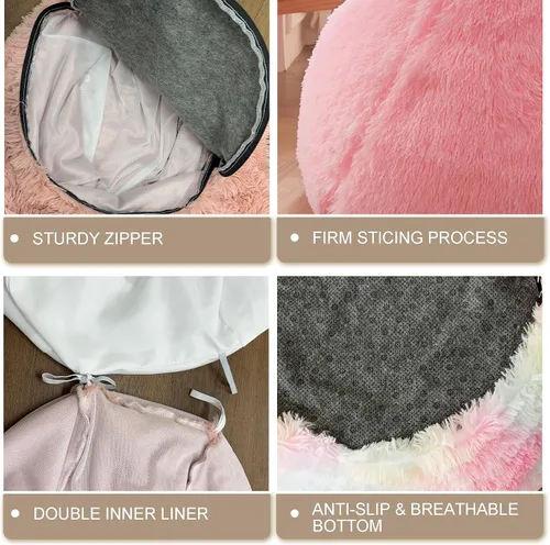 Vista 4 de BCU Funda para Silla Puf Ultra Suave Esponjosa de Piel Sintética Falsa Funda para Puf de Felpa Funda para Sillas de Sala de Estar para Adultos