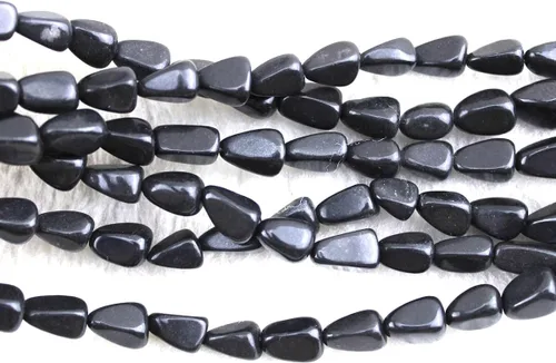 Vista 3 de Cuentas irregulares de piedra negra genuina de 6-7x8-0.394 in, cuentas naturales de piedras semipreciosas para hacer joyas, 15 pulgadas