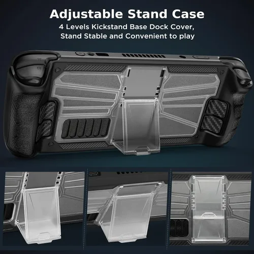 Vista 2 de Qupite Funda para cubierta de vapor con soporte ajustable, TPU + cubierta de PC con 2 protectores de pantalla de cuerpo completo, funda protectora a