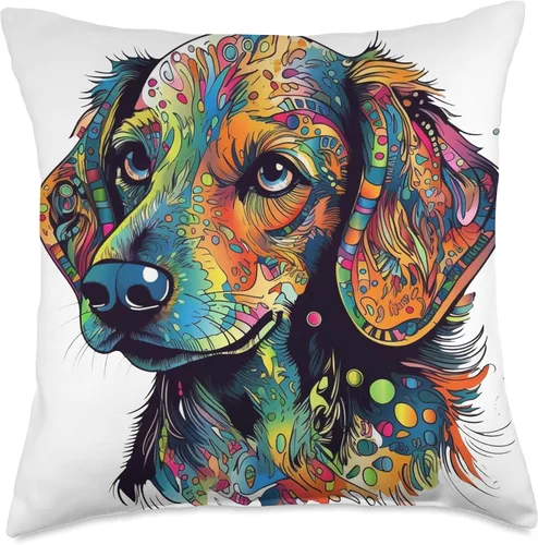 Vista 5 de Dachshund Delight - Cuddly Canine Dazzling Dachshund Artwork-Adorable almohada canina, 16 x 16 pulgadas, multicolor