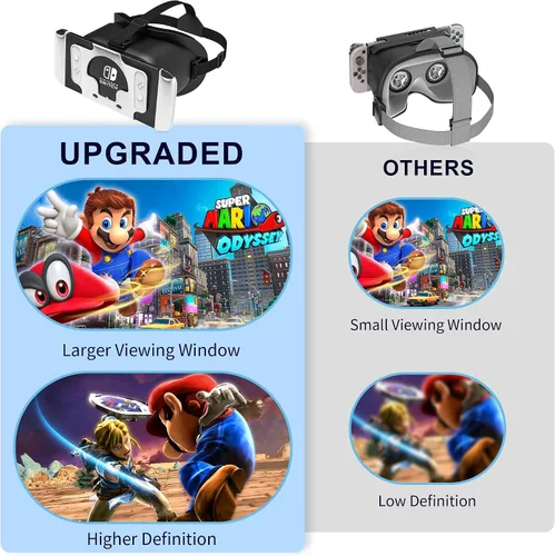 Vista 2 de Upgraded VR Headset for Nintendo Switch & Switch OLED Model, Switch Virtual Reality Glasses with Adjustable HD Lenses and Comfortable Head Strap