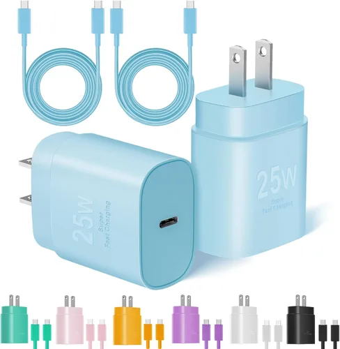 Vista 12 de Cargador tipo C de carga rápida, paquete de 2 [3.05m y 1.83m] cable USB C largo con bloque de cargador súper rápido de 25W para teléfono compatible