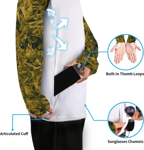 Vista 28 de Palmyth - Camiseta de pesca para hombre, con manga larga, protección solar ultravioleta FPU 50+, con bolsillo