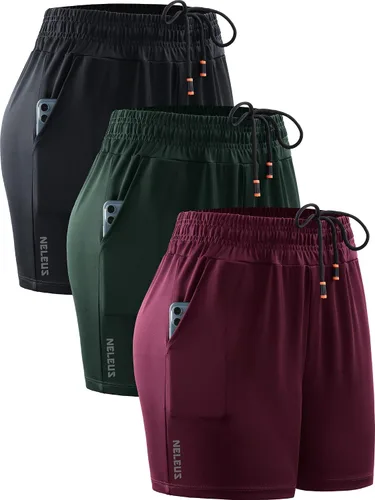 Vista 28 de NELEUS Pantalones cortos de correr ligeros para mujer, pantalones cortos atléticos de entrenamiento para yoga con bolsillo