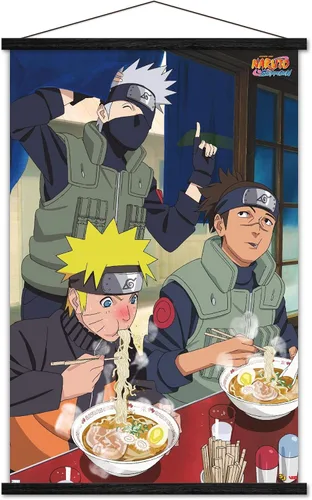 Vista 7 de Trends International Naruto Shippuden - Póster de pared de alimentos, 22.375 x 34 pulgadas, paquete de impresión premium y colgador de madera de haya