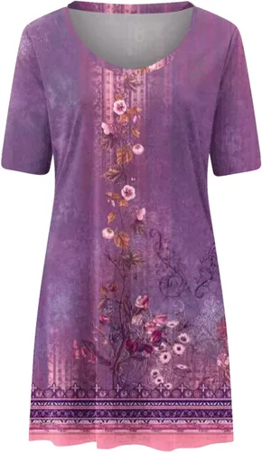 Vista 4 de Mini vestido de verano con estampado floral bohemio para mujer, cuello en V, vintage, acampanado, vestido de playa con hombros descubiertos y manga