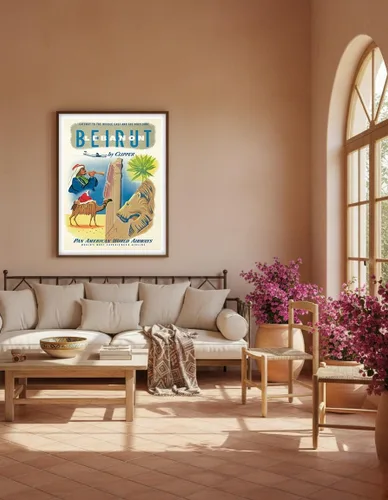 Vista 5 de Beirut Lebanon by Clipper - Pan American World Airways - Puerta de enlace al Medio Oriente - Póster vintage de viaje de aerolínea c.1951 - Impresión
