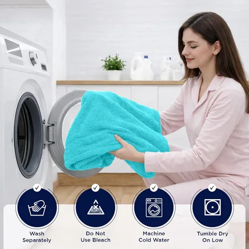 Vista 6 de DAN RIVER Paquete de 1 sábana de baño de 40x80 pulgadas, sábanas de baño jumbo para adultos, toallas grandes gruesas y absorbentes - Aguamarina