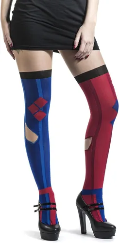 Vista 5 de DC Comics Medias de disfraz transparentes para mujer Harley Quinn, Azul