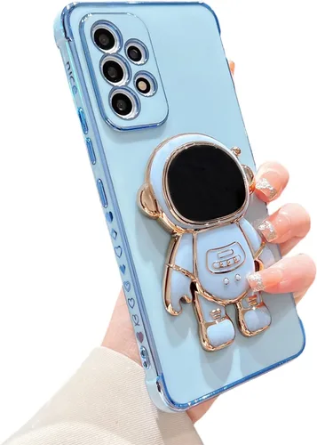 Vista 25 de phylla para Samsung Galaxy A12 Funda de Teléfono con Soporte Oculto de Astronauta Chapado en Oro de Lujo Lindo Astronauta Lateral Lindo
