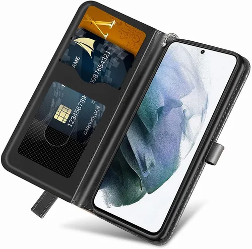 Vista 3 de Funda tipo cartera para Samsung Galaxy S23 Ultra 5G, piel sintética de alta calidad con diseño de árbol en relieve [atril] [ranuras para tarjetas]