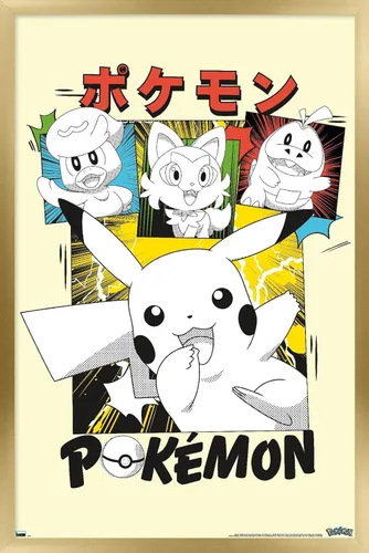 Vista 15 de Trends International Pokémon - Póster de pared de anime Sonrisas, 22.4 pulgadas de largo x 14.7 pulgadas, versión enmarcada de madera de granero