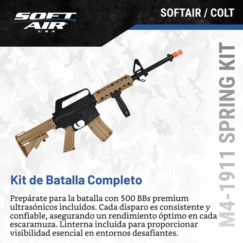 Vista 2 de Soft Air Colt RIS Spring Airsoft Rifle and Pistol On-Duty Kit de servicio, color marrón