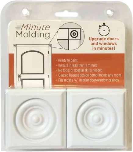 Vista 2 de 2 piezas Minute Molding Classic Plastic Block Rosette (2-3/4 pulgadas) para puertas y ventanas interiores (83051)