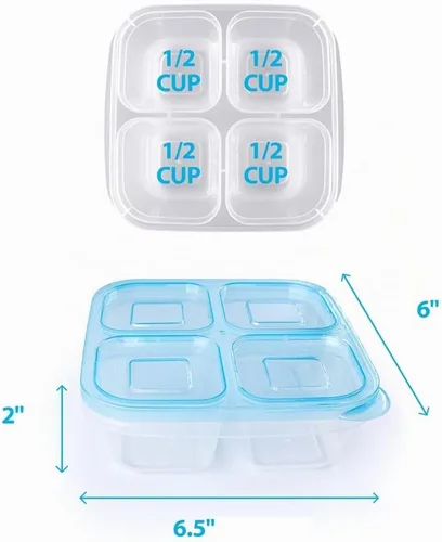Vista 3 de Finorder Recipientes de comida con 4 compartimentos, recipientes para Color brillante: paquete de 3