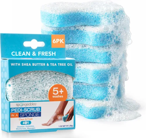 Vista 19 de Spongeables Pedi Scrub Foot Exfoliating 20+ Wash Sponge, aceite de argán, 2