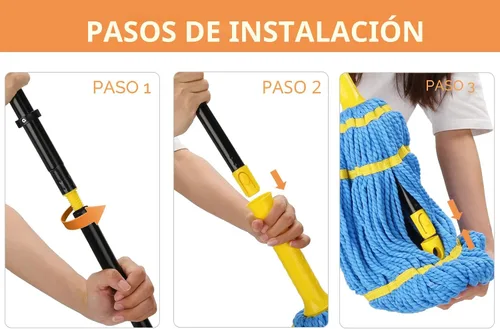Vista 8 de Trapeadores giratorios autoescurridizos para limpieza de suelos, fregona de microfibra con mango largo de 57 pulgadas, fregona fácil de escurrir