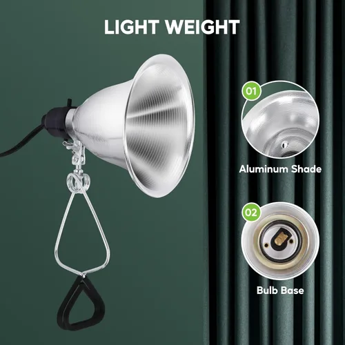 Vista 4 de HealSmart Enchufe de luz de abrazadera de 5.5 pulgadas, máximo de 60 vatios con cable 18/2 SPT-2 de 6 pies, reflector de aluminio E26