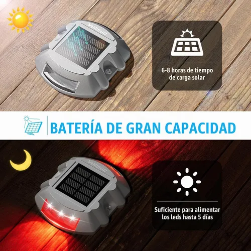 Vista 3 de VOLISUN Luces Solares de Cubierta de Navidad Luces de Muelle de Entrada, Paquete de 4 LED IP67 Impermeables Luz de Advertencia de Escalón para Rojo