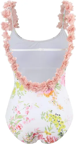 Vista 30 de Women Swimsuits Abstract Printing Notched Square/V Neck Floral Vacation One Piece with Cover Up