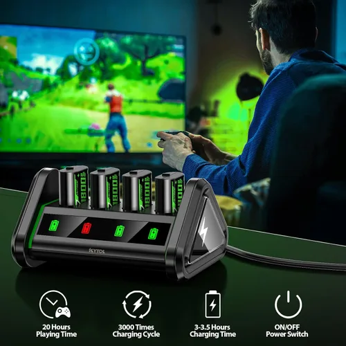 Vista 7 de Kytok Paquete de baterías recargables cargador de batería compatible con Xbox OneSeries XSXbox Elite 4 x 1800 mAh controlador de batería de repuesto