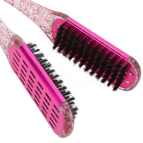 Vista 6 de YUYTE Cepillo de peine alisador de pelo de doble cara, abrazadera de peinado suave para alisar, desenredar y alisar el cabello, rojo rosa