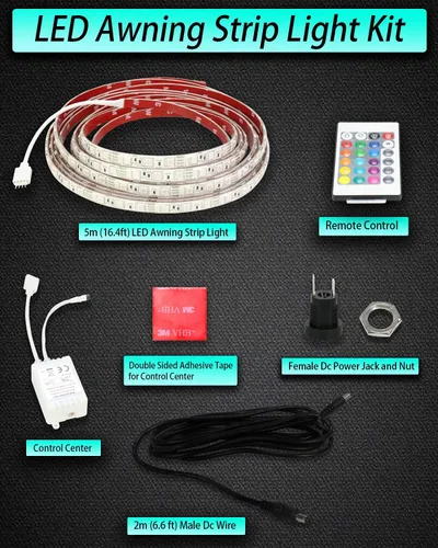 Vista 2 de Seagenck Luz LED para toldo de fiesta para caravana, tira de luz LED para toldo para caravana, caravana, remolque, soportes de concesión, camiones