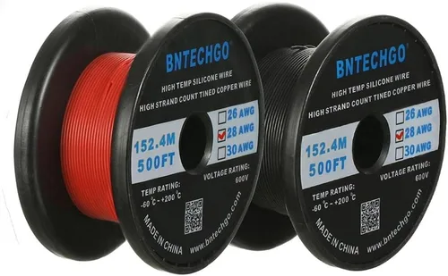 Vista 7 de BNTECHGO Carrete de alambre de silicona de calibre 28 rojo 250 pies Flexible 28 AWG alambre de cobre estañado trenzado