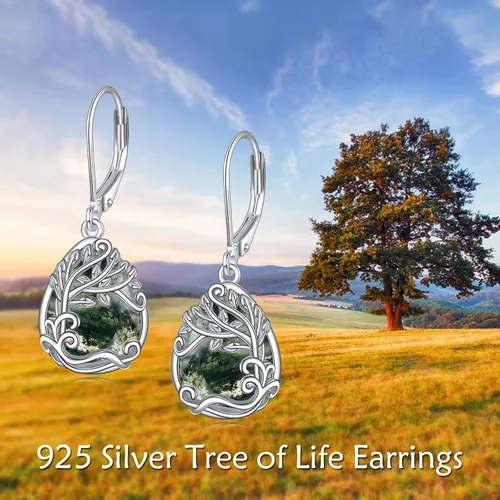 Vista 95 de Aretes colgantes con forma de lágrima de filigrana de piedra lunar de plata de ley 925 con cierre de palanca para mujer, regalos de joyería