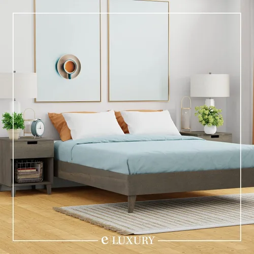 Vista 8 de Plataforma moderna para cama - Diseño de madera maciza - Fabricado en Estados Unidos - Fácil de armar, Madera, gris