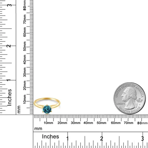 Vista 29 de Anillo de compromiso solitario con piedra preciosa redonda de oro amarillo de 14 quilates de 0.236 in para mujer Ajuste clásico de 6 puntas