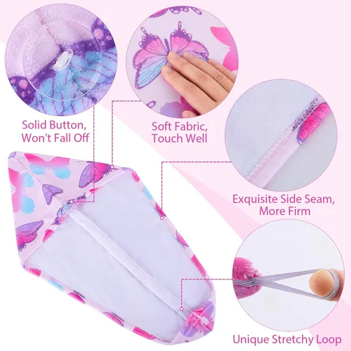 Vista 4 de FIOBEE Toalla Envolvente de Microfibra para el Cabello para Niños, Toalla de Secado Rápido, Turbantes Absorbentes para Cabello Húmedo con Botón