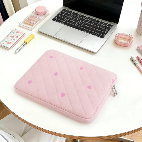 Vista 6 de Funda para laptop de 15 y 16 pulgadas, funda protectora compatible con MacBook Air MacBook Pro 15 de 16 pulgadas, funda acolchada a prueba de Rosa