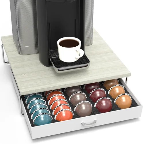 Vista 14 de Deco Brothers cajón de almacenamiento con soporte para cápsulas Nespresso vidrio templado, VertuoLine