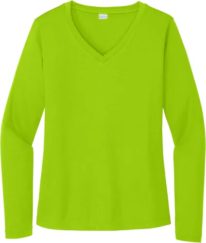 Vista 15 de Sport-Tek señoras cuello en V playera > orquídea rosa Azul atómico