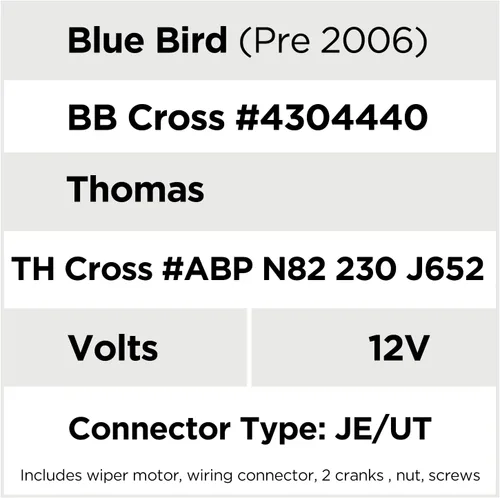 Vista 3 de Wexco AX9111 - Motor de limpiaparabrisas Autotex All Make-Blue Bird-Thomas