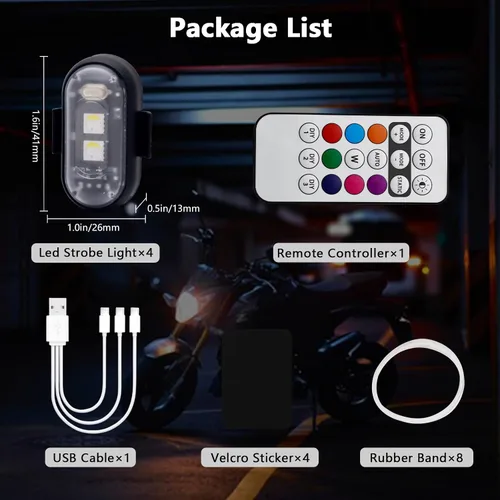 Vista 6 de LECART 4 luces estroboscópicas LED magnéticas con control remoto, 8 colores, inalámbricas, anticolisión, luces estroboscópicas de emergencia