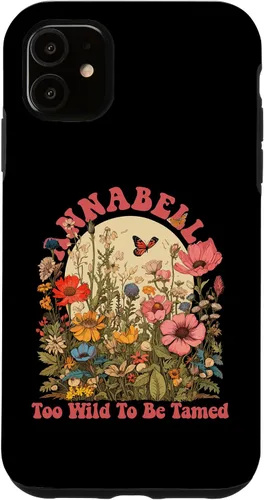 Vista 5 de Funda con nombre de ANNABELLE para iPhone 14, diseño retro de flores silvestres para niñas