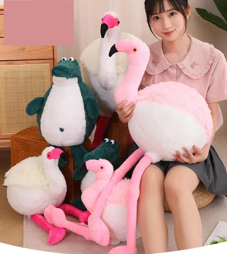 Vista 9 de Peluche redondo suave de flamenco gordo para decoración del hogar, almohada de flamenco de peluche, regalo para niños o amantes (rosa, 19.7 pulgadas)