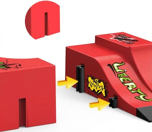 Vista 4 de Fingerboard Skate Park Set – Compatible con patinetas Tech Deck – 6 rampas, 6 diapasones y obstáculos – Ideal para entusiastas del diapasón