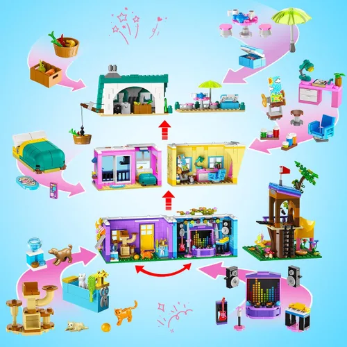Vista 6 de HOGOKIDS Juguete de construcción de casa familiar con luz para niñas