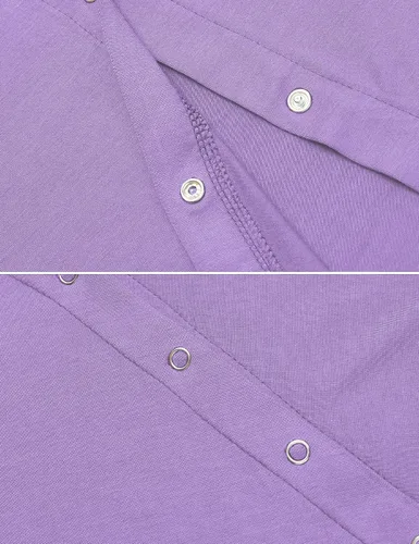 Vista 5 de Ekouaer - Camisón con botones y manga corta para mujer, vestido para lactancia, parto, hospital y maternidad, tallas S-XXL