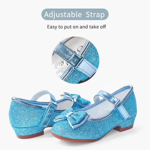 Vista 6 de Stelle Zapatos Mary Jane con purpurina de tacón bajo para niñas, diseño de princesa, boda, fiesta, vestido de fiesta, zapatos de tacón para niños