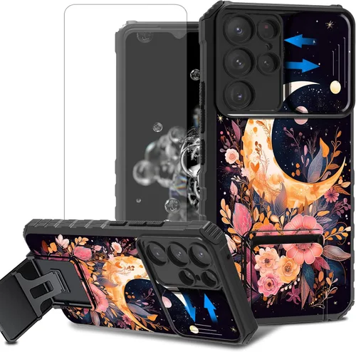 Vista 42 de Funda para teléfono Samsung Galaxy A15 5G con protector de pantalla con cubierta deslizante para cámara y soporte de doble capa híbrida resistente a
