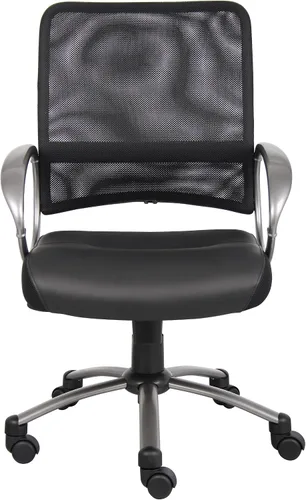 Vista 6 de Boss Office Products Silla de trabajo con respaldo de malla con acabado de peltre en negro