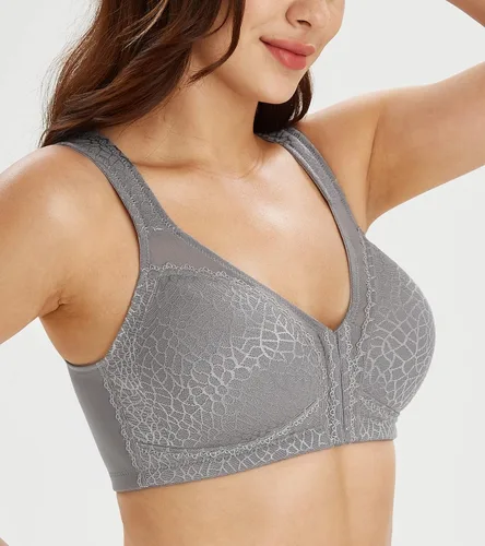 Vista 4 de Lemorosy Brasier reductor sin relleno para mujer, talla grande, cobertura frontal, cierre frontal, postura trasera, sin relleno, sin relleno