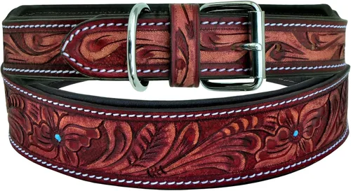 Vista 3 de Affilare Collar de cuero para perro, estilo occidental, resistente, hecho a mano, ajustable, acolchado, suave para cachorros y perros grandes