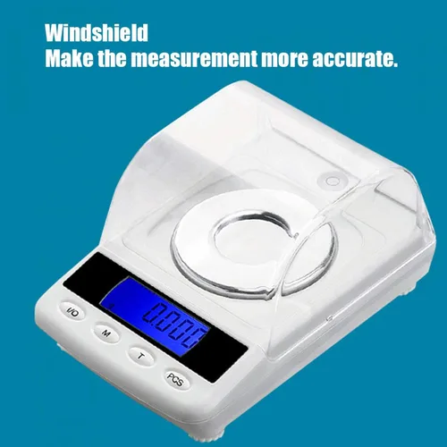 Vista 4 de FastUU Báscula de gramos, báscula digital de alta precisión para joyería, equipada con parabrisas, funciona con pilas, 0.00 oz para café de joyería