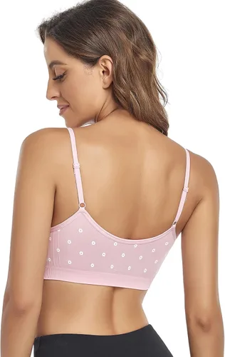 Vista 5 de Litthing Bralettes Padded Cami Strap Bra, Seamless Sports Bra, Wireless Comfort Lightly T-Shirt Bra