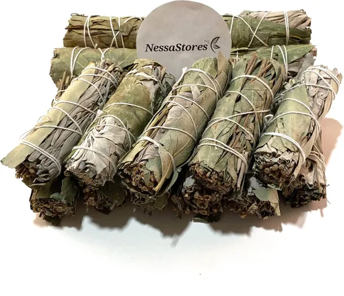 Vista 2 de NESSASTORES - California White Sage + Eucalyptus Smudge Stick 4" Bundle #JC-167 (1 unidad)